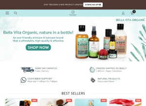 How bellavitaorganic.com looks like on a tablet such as an iPad.