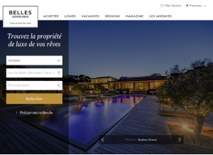 How bellesdemeures.com looks like on a tablet such as an iPad.