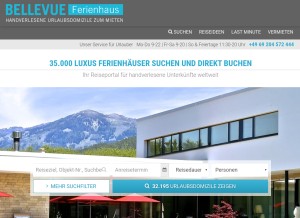How bellevue-ferienhaus.de looks like on a tablet such as an iPad.