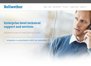 How bellwetherit.com looks like on a tablet such as an iPad.