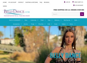 How bellydance.com looks like on a tablet such as an iPad.