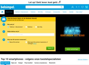 How belsimpel.nl looks like on a tablet such as an iPad.