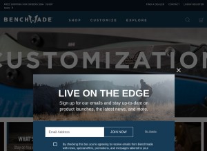 How benchmade.com looks like on a tablet such as an iPad.