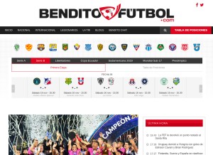 How benditofutbol.com looks like on a tablet such as an iPad.