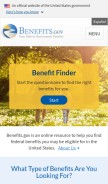 How benefits.gov looks like on a mobile device such as an iPhone.