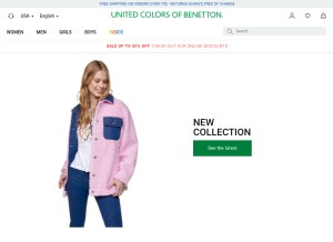 How benetton.com looks like on a tablet such as an iPad.