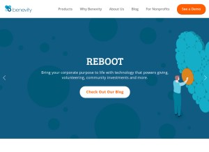 How benevity.com looks like on a tablet such as an iPad.