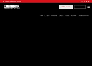 How benihana.com looks like on a tablet such as an iPad.