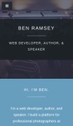 How benramsey.com looks like on a mobile device such as an iPhone.