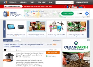 How bensbargains.net looks like on a tablet such as an iPad.