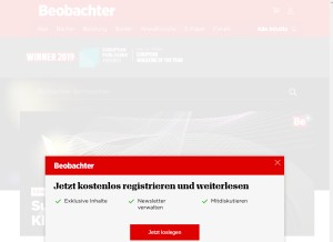 How beobachter.ch looks like on a tablet such as an iPad.