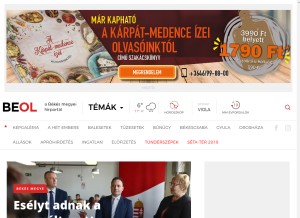 How beol.hu looks like on a tablet such as an iPad.