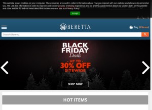 How berettausa.com looks like on a tablet such as an iPad.