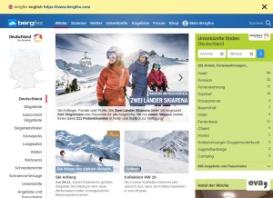 How bergfex.de looks like on a tablet such as an iPad.