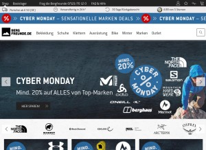 How bergfreunde.de looks like on a tablet such as an iPad.