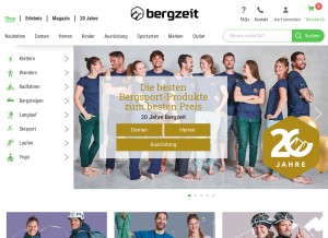How bergzeit.de looks like on a tablet such as an iPad.