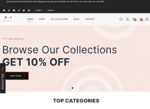 How bericollection.com looks like on a tablet such as an iPad.