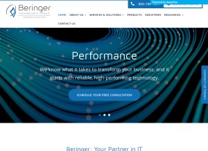How beringer.net looks like on a tablet such as an iPad.