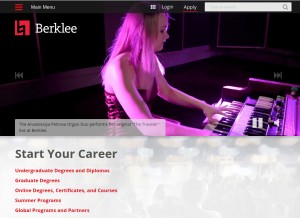 How berklee.edu looks like on a tablet such as an iPad.