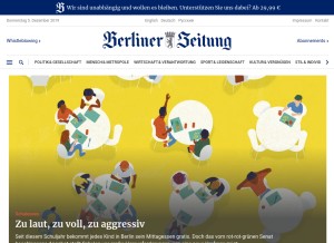 How berliner-zeitung.de looks like on a tablet such as an iPad.
