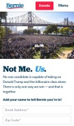 How berniesanders.com looks like on a mobile device such as an iPhone.