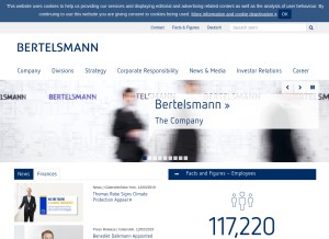 How bertelsmann.com looks like on a tablet such as an iPad.
