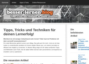 How besser-lernen.blog looks like on a tablet such as an iPad.