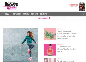 How besthealthmag.ca looks like on a tablet such as an iPad.