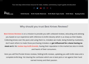 How bestknivesreviews.com looks like on a tablet such as an iPad.