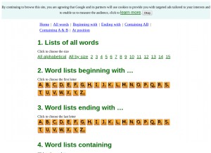 How bestwordlist.com looks like on a tablet such as an iPad.