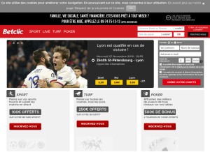 How betclic.fr looks like on a tablet such as an iPad.