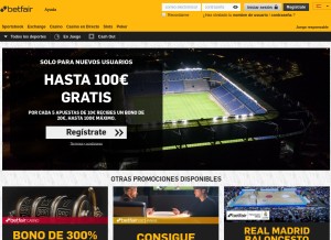How betfair.es looks like on a tablet such as an iPad.