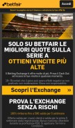 How betfair.it looks like on a mobile device such as an iPhone.
