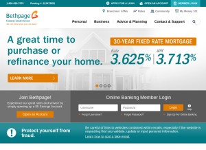 How bethpagefcu.com looks like on a tablet such as an iPad.