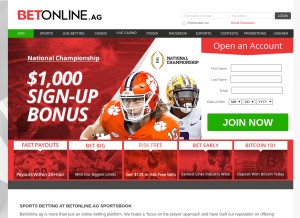 How betonline.ag looks like on a tablet such as an iPad.