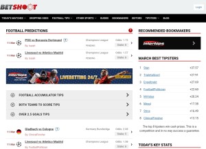 How betshoot.com looks like on a tablet such as an iPad.