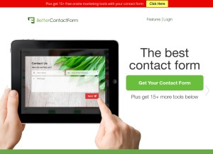 How bettercontactform.com looks like on a tablet such as an iPad.