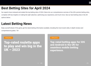 How bettingseeker.com looks like on a tablet such as an iPad.