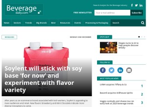 How beveragedaily.com looks like on a tablet such as an iPad.