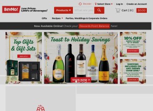 How bevmo.com looks like on a tablet such as an iPad.