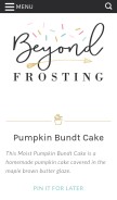 How beyondfrosting.com looks like on a mobile device such as an iPhone.