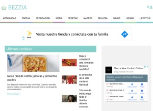 How bezzia.com looks like on a tablet such as an iPad.