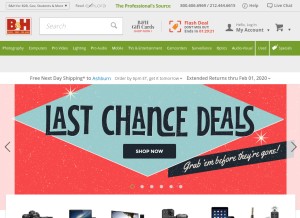 How bhphoto.com looks like on a tablet such as an iPad.