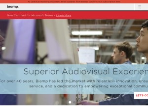 How biamp.com looks like on a tablet such as an iPad.