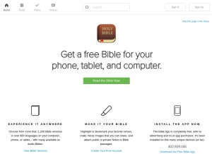 How bible.com looks like on a tablet such as an iPad.