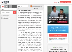 How biblia.com looks like on a tablet such as an iPad.