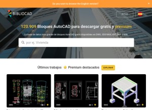 How bibliocad.com looks like on a tablet such as an iPad.