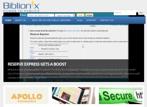 How biblionix.com looks like on a tablet such as an iPad.