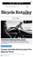 How bicycleretailer.com looks like on a mobile device such as an iPhone.