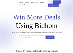 How bidhom.com looks like on a tablet such as an iPad.